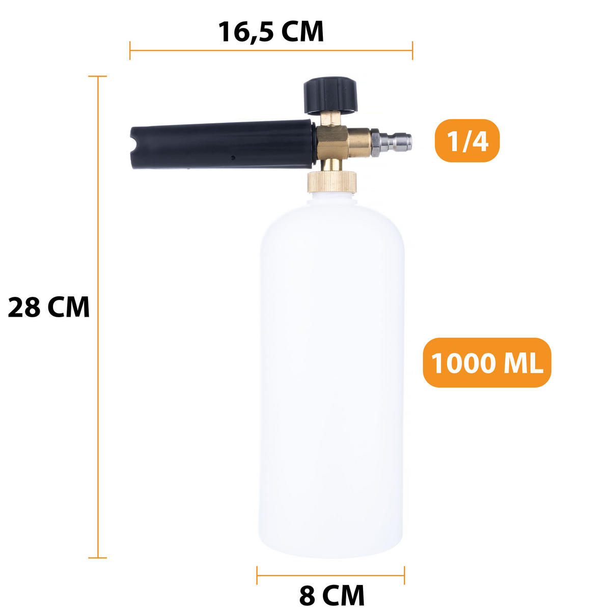 SCHAUMKANONE Universal - 1000 ml, max. 200 BAR, 60°C, 1/4” Schnellkupplung - Multicolor, Kunststoff/Metall (10/10/10cm)