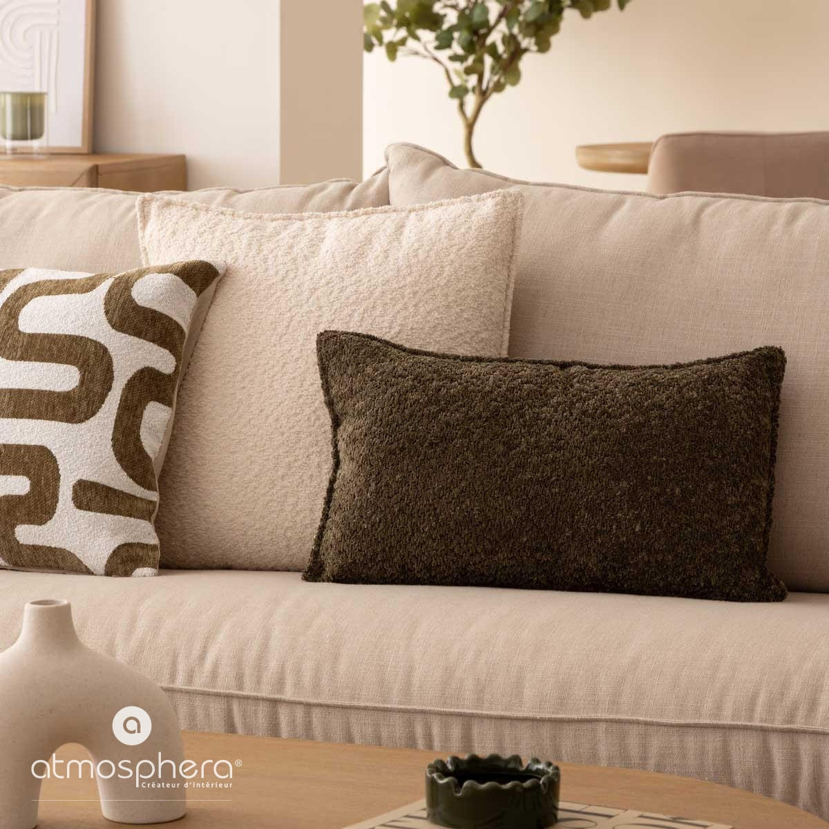 DEKOKISSEN Bouclé Soana 30/50 cm - Waldgrün, Textil (50cm) - Atmosphera Createur d´interieur