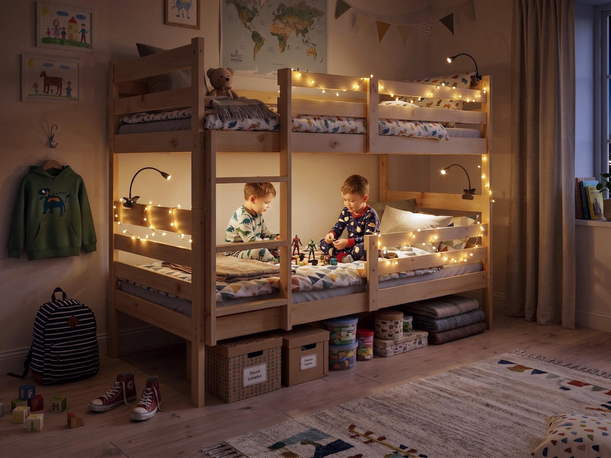 ETAGENBETT ERYK 90/190 cm aus massivem Kiefernholz, ohne Matratzen - Kiefer Milford, Holz - Interbeds