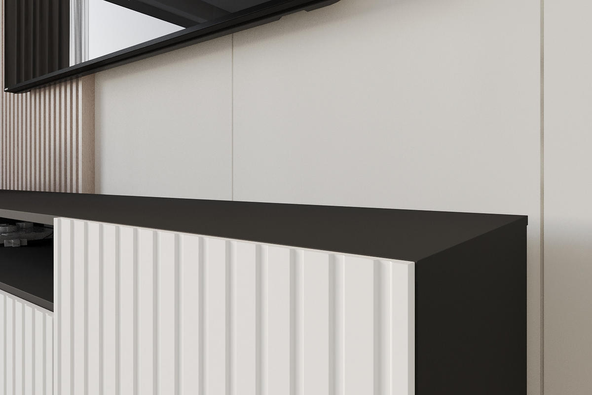 LOWBOARD KITO-S 200x53x41 cm - Schwarz / Weiß - Schwarz/Weiß, Holzwerkstoff (200/53/41cm) - ALTDECOR