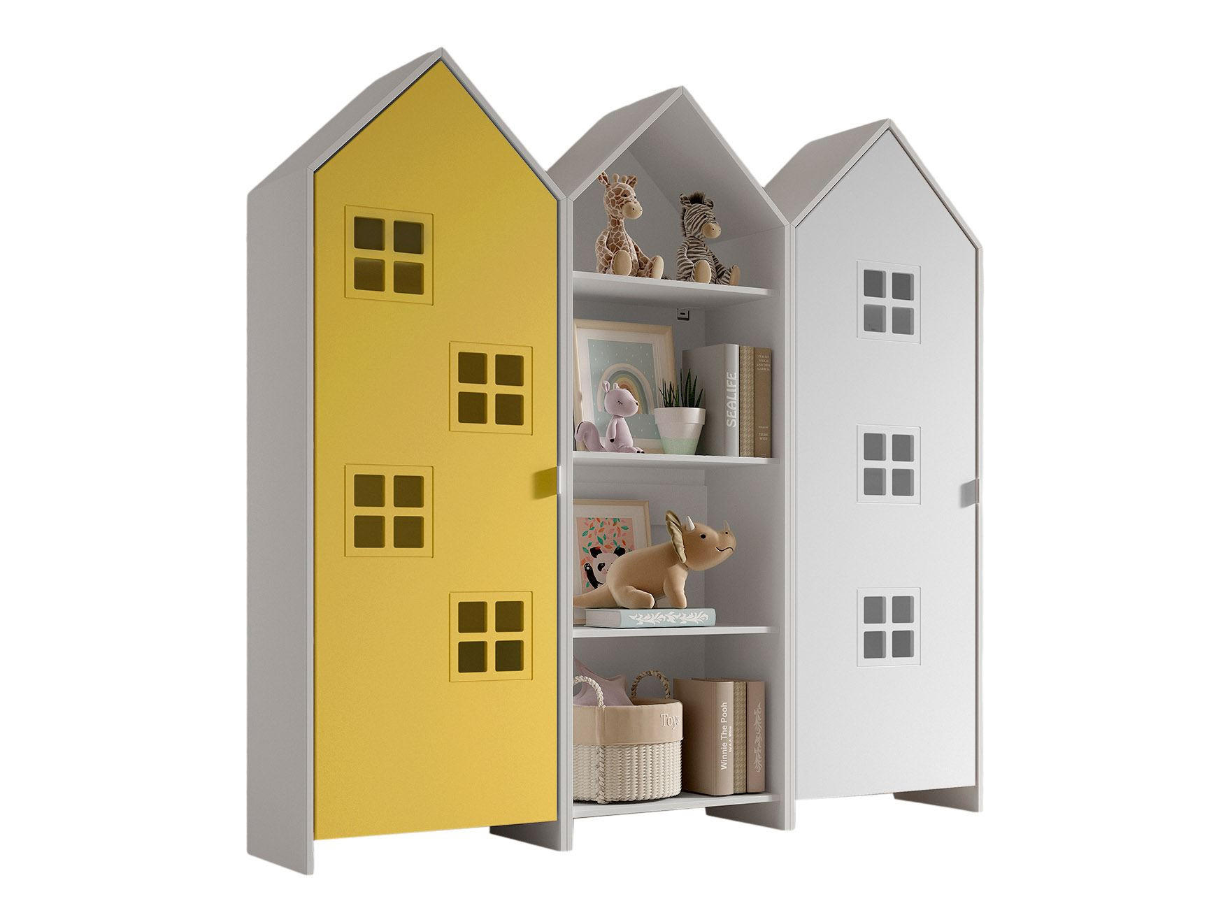 REGALSCHRANK Set Kania 173x37x171 MDF+Holzwerkstoff Weiß /Bunt - Gelb/Weiß, Holzwerkstoff (173/171/37cm) - 58aufmkessel