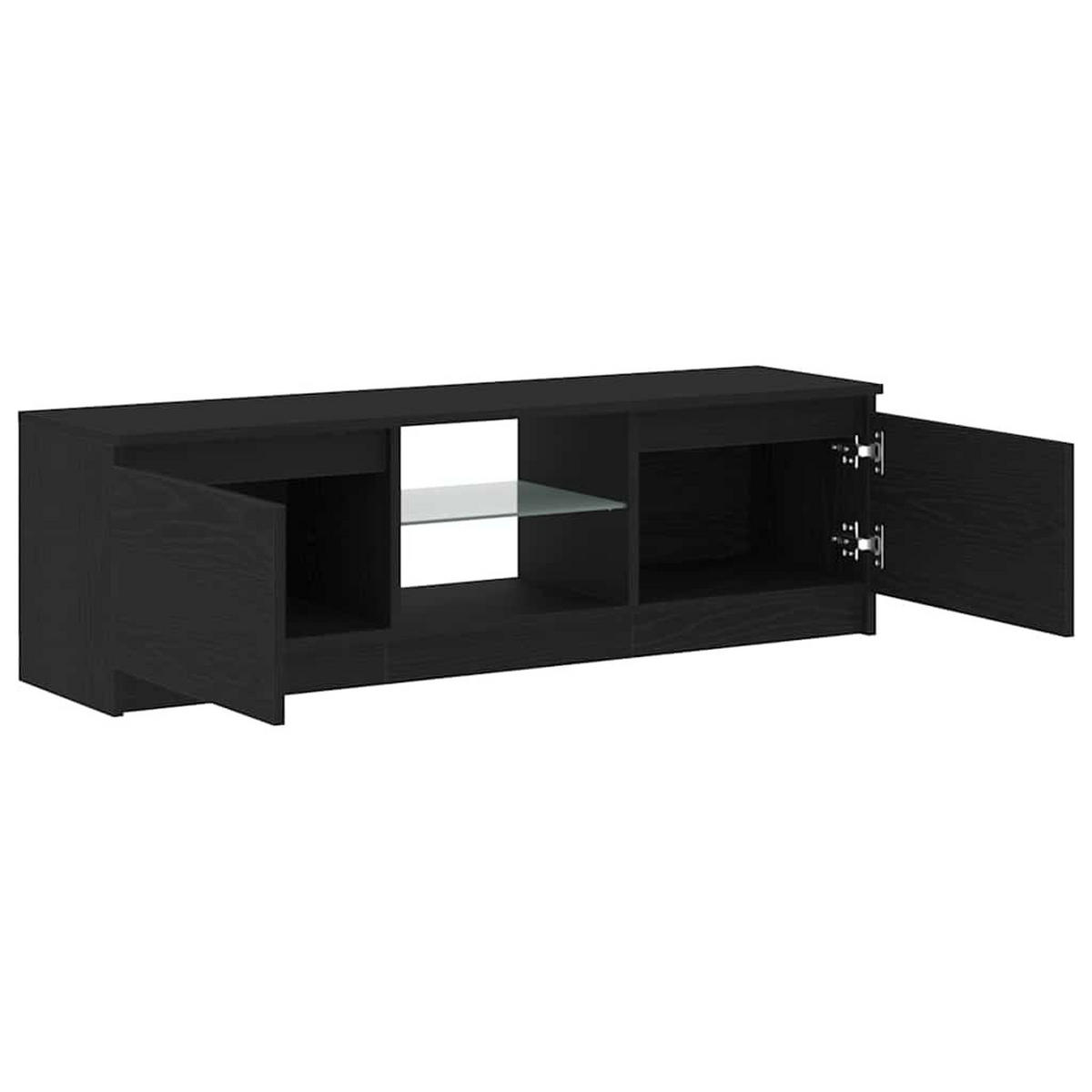 TV-SCHRANK Mit Led-Leuchten Schwarz Eichen-Optik 120/30/36 Cm - Schwarz, Holzwerkstoff (30/36/120cm) - vidaXL