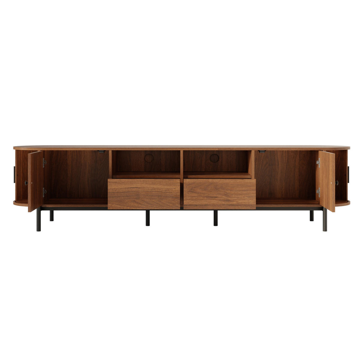 TV-SCHRANK mit Rattan und Stauraum 200 x 40 cm MDF Walnut - Dunkelbraun, Holzwerkstoff (40/49.5/200cm) - Beauniv