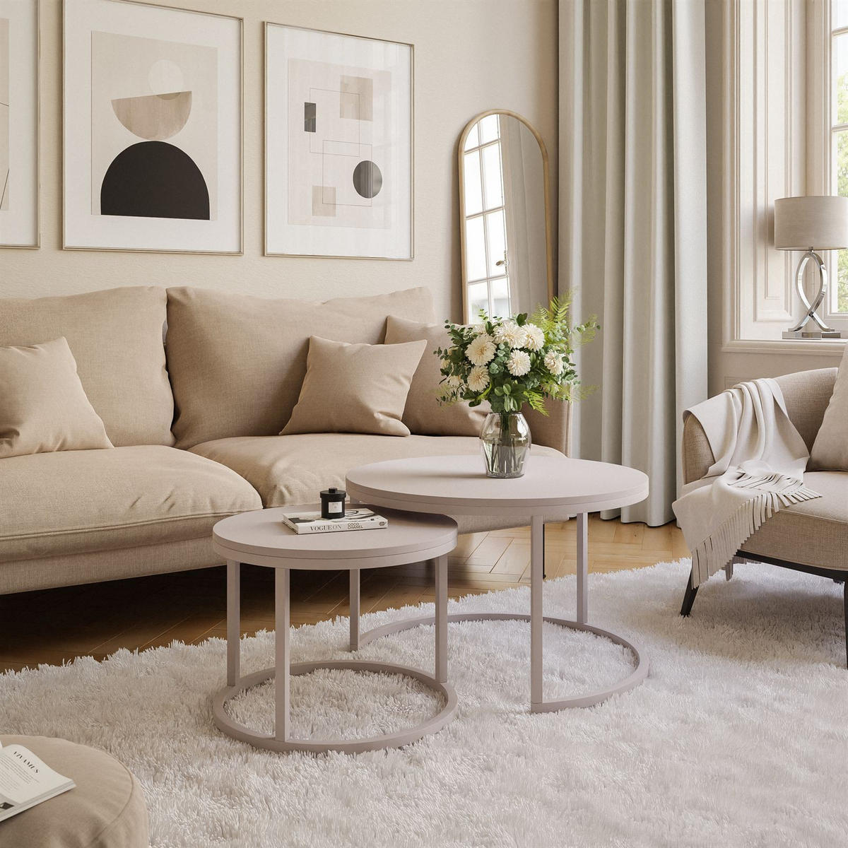 COUCHTISCH CIRI 2-in-1 MATT KASCHMIR - Kaschmir/Beige, Holzwerkstoff (70/70/48cm) - Lookway
