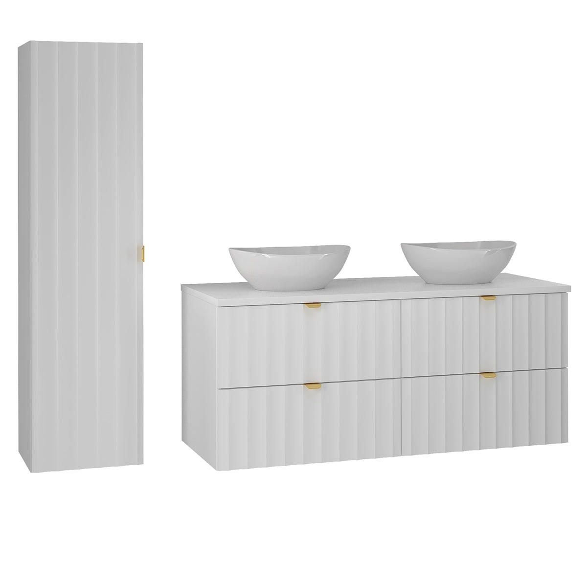 BADMÖBEL 120.6cm Lexa 2er-Set Weiß - Weiß, Holzwerkstoff (120.6/52.2/46.5cm) - Petits-meubles