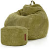 XXL-SITZSACK 2er Set + Pouf - Cordstoff - Grün, Textil (90/110/90cm) - Green Bean
