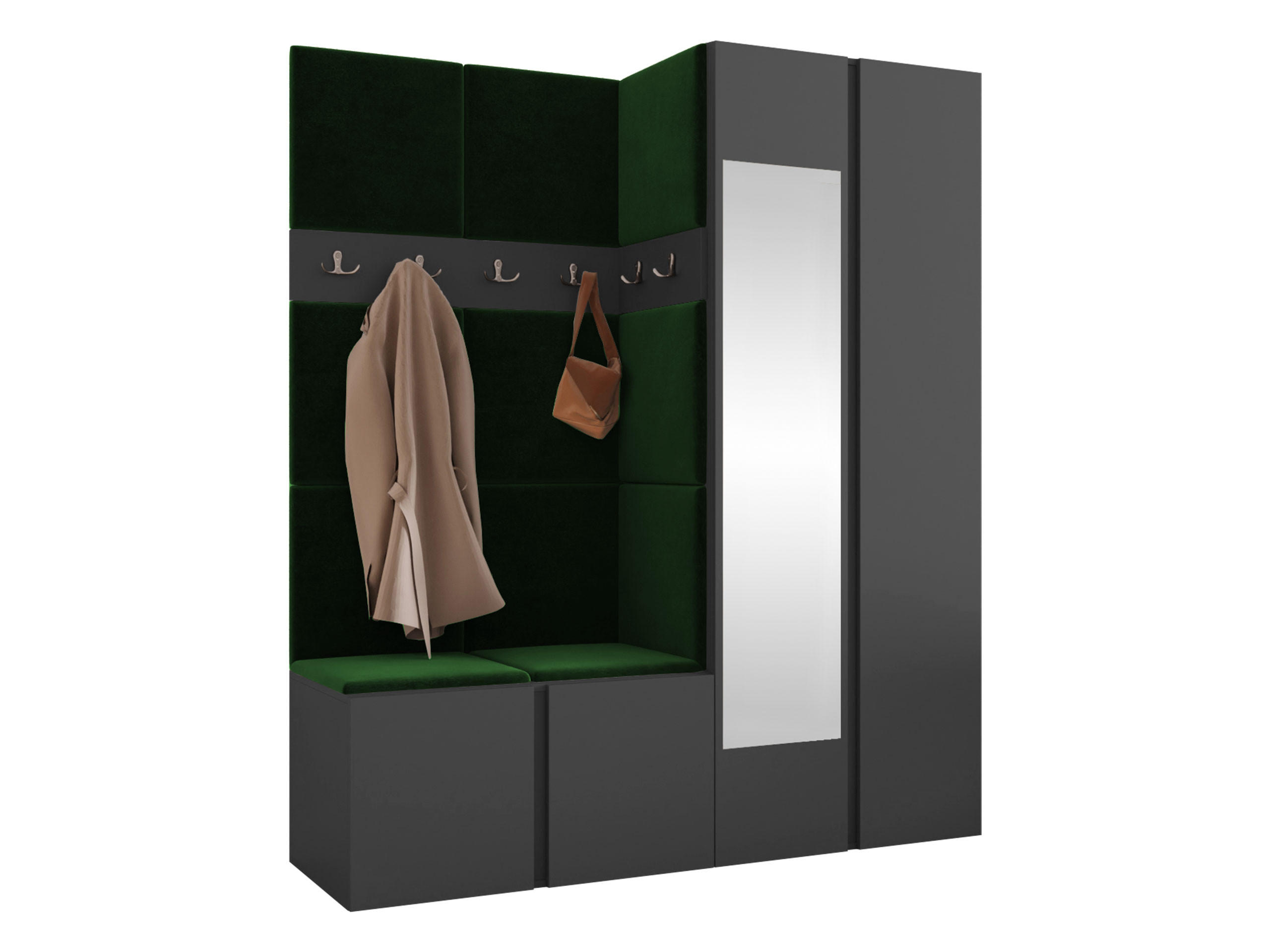 MOBILIER PENTRU HOL Orion XII - verde/grafit, material plastic/compozit lemnos (158/186/46cm) - MIRJAN24