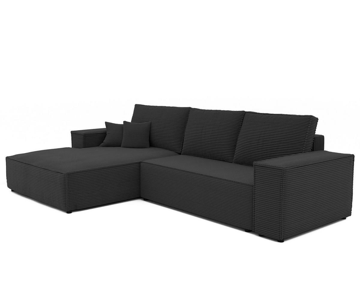 ECKSOFA NOVA mit Schlaffunktion und Bettkasten Anthrazit - Anthrazit, Holzwerkstoff/Kunststoff (250/90cm) - Idohome