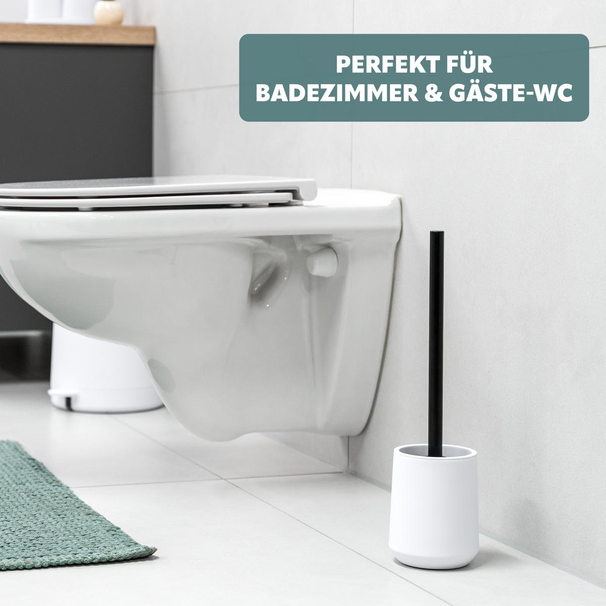 WC-GARNITUR TESERO, Kunststoff, weiß - Weiß, Kunststoff (10.5/39.5/10.5cm) - eluno