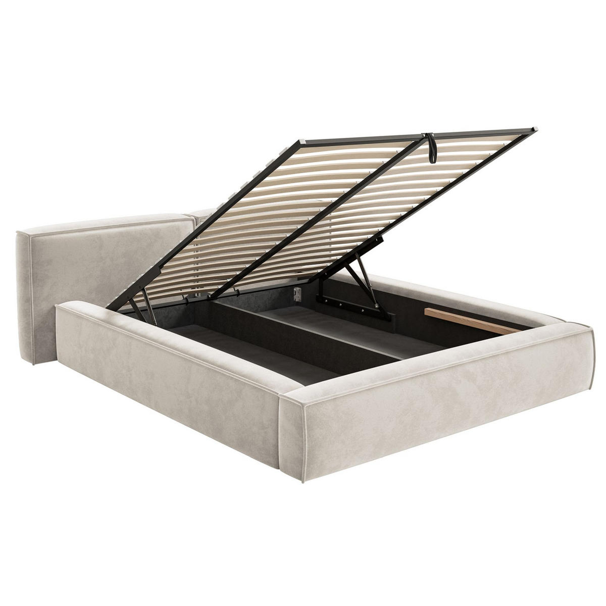 POLSTERBETT Tilves Low Greige 200x200 cm - Taupe/Schwarz, Kunststoff/Textil (200/200cm) - Selsey