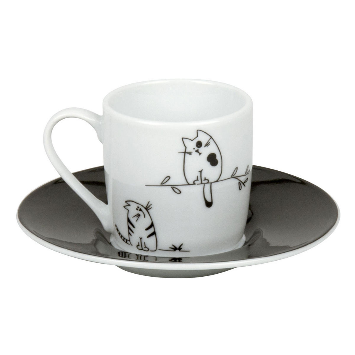 ESPRESSO Set Funny Cats , 2-tlg. - Naturfarben, Keramik (0.09L) - Könitz