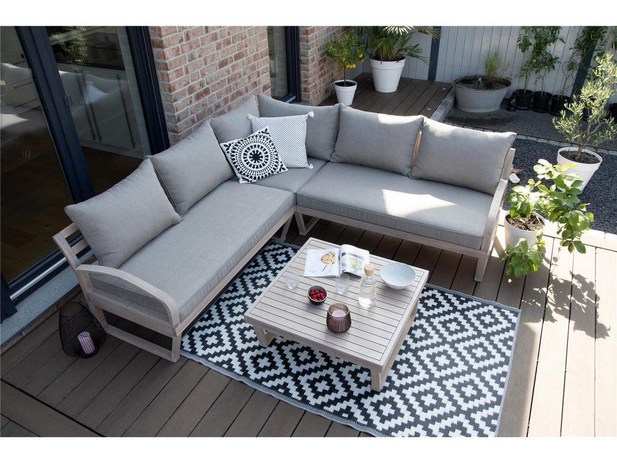 GARTENLOUNGE-SET Jersey Grau Eukalyptus Holz FSC 100 - Braun, Kunststoff - bellavista - Home & Garden