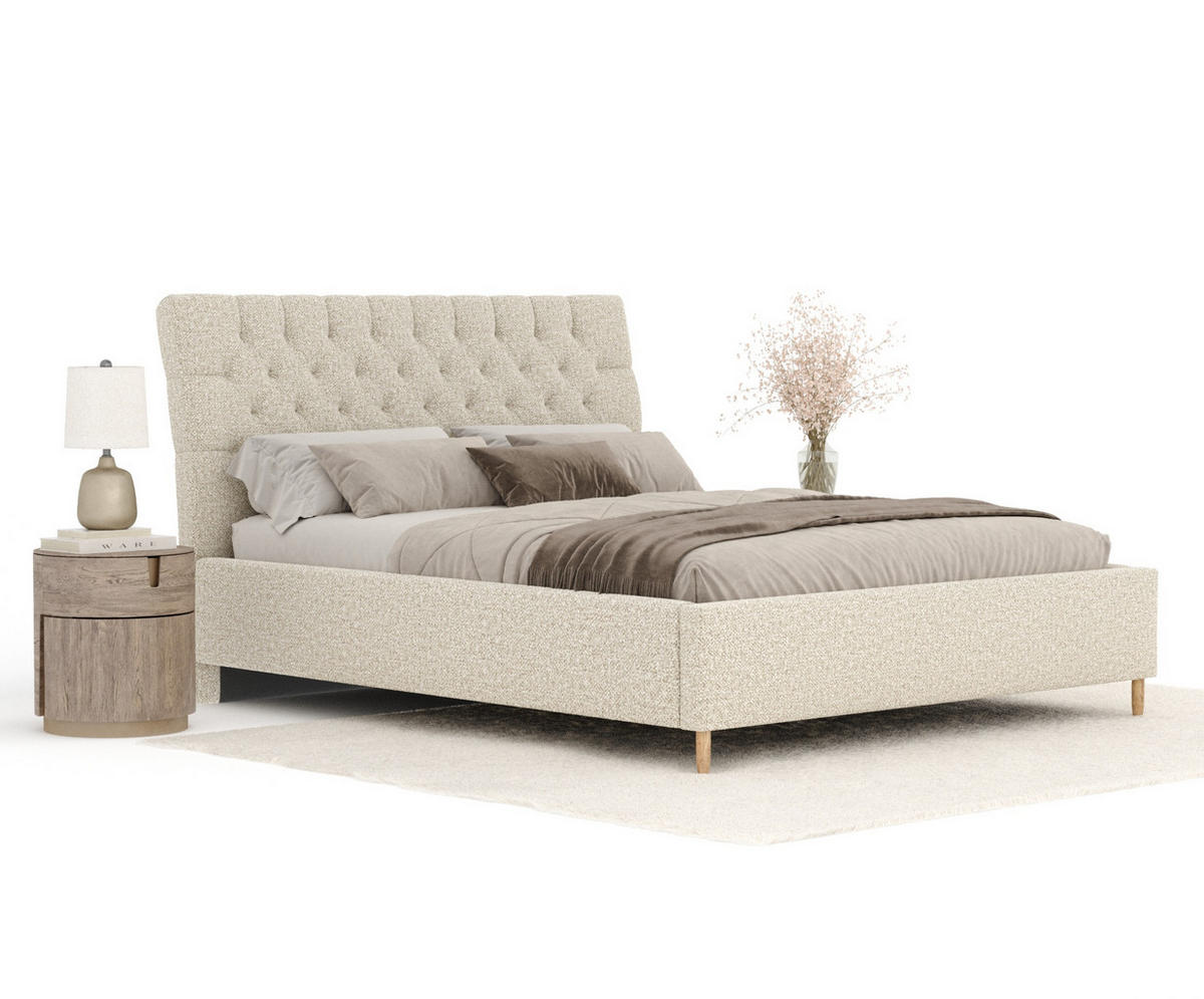 POLSTERBETT Vezzola Beige 160/200 cm im Plüsch-Stoff - Beige/Naturfarben, Holz/Holzwerkstoff (160/200cm) - Maison de Reve