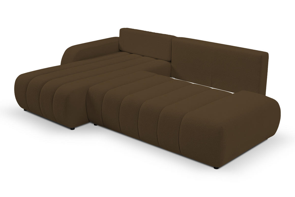 ECKSOFA BALOO mit Schlaffunktion 297x180 cm, Dunkelbraun, Links - Dunkelbraun, Holz/Textil (176/276cm) - DomoHome