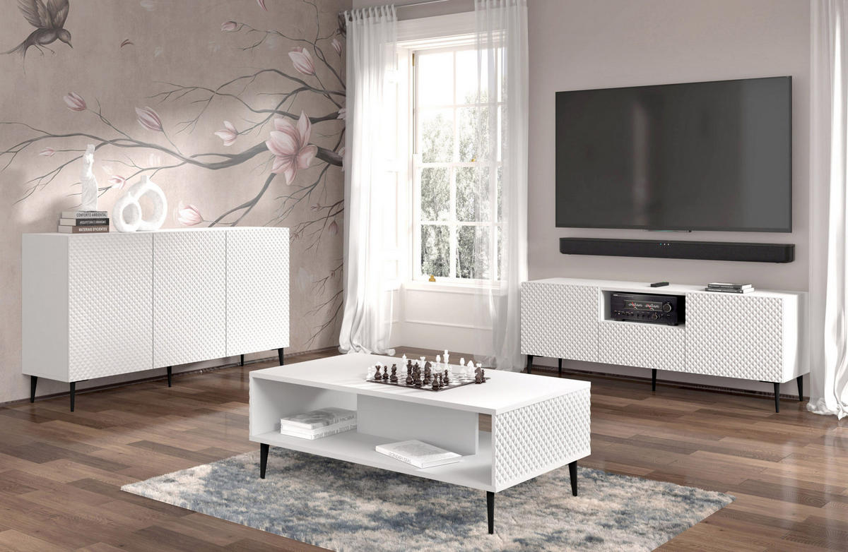 KONZOLOVÝ STOLÍK Biela, Biela lesklá, Čierna 90/43/60 - čierna/biela, kompozitné drevo (90/43/60cm) - RAUMHIRSCH FURNITURE