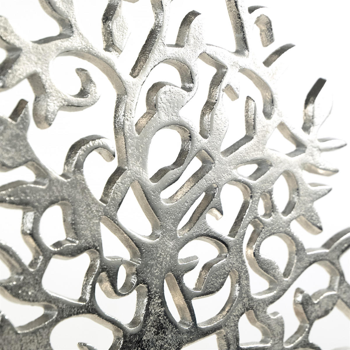 SKULPTUR Lebensbaum Albero Metall, Mangoholz silber-braun - Silberfarben, Metall (38/37/8cm) - DESIGN DELIGHTS