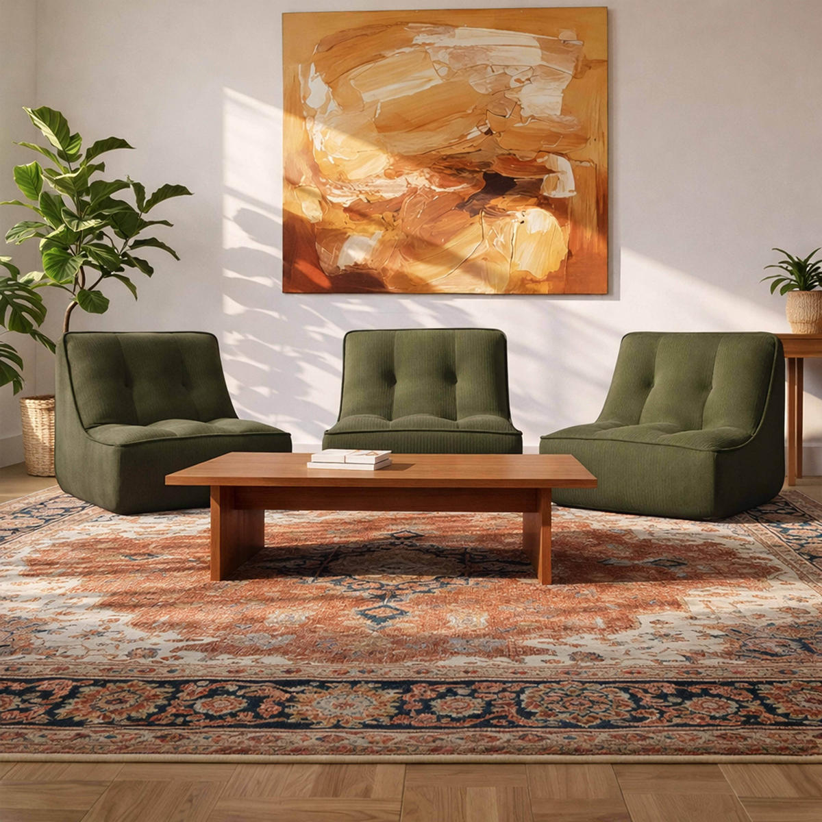 GARTENSOFA mit 3 Sitzplätzen, Grün - Grün, Textil (240/70/90cm) - Oviala