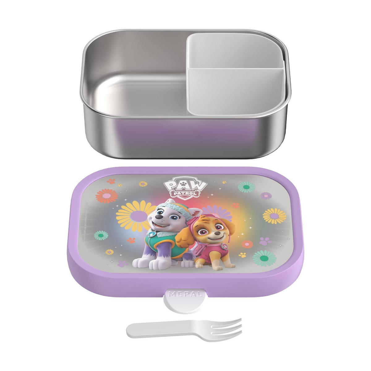 EDELSTAHL-BROTDOSE MIT GABEL Campus Paw Patrol Girl 18 x 13 cm - Lila/Multicolor, Kunststoff/Metall (13.2/6.1/17.8cm) - Mepal