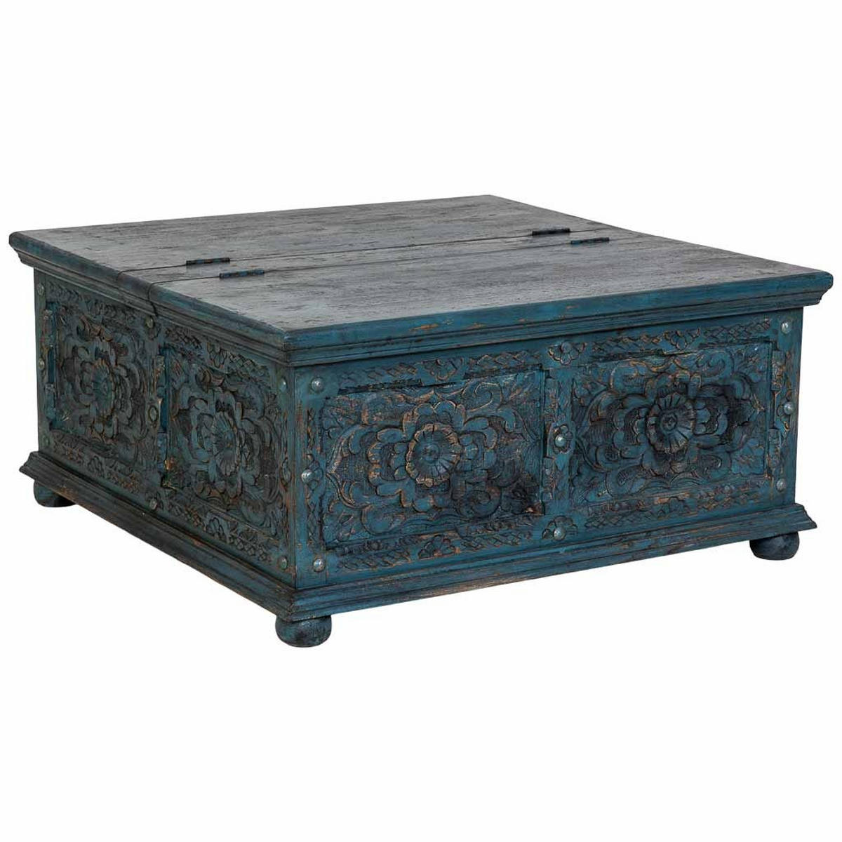 COUCHTISCH aus holz 100x100x47cm - Blau, Holz (100/100/47cm) - Wanderlust