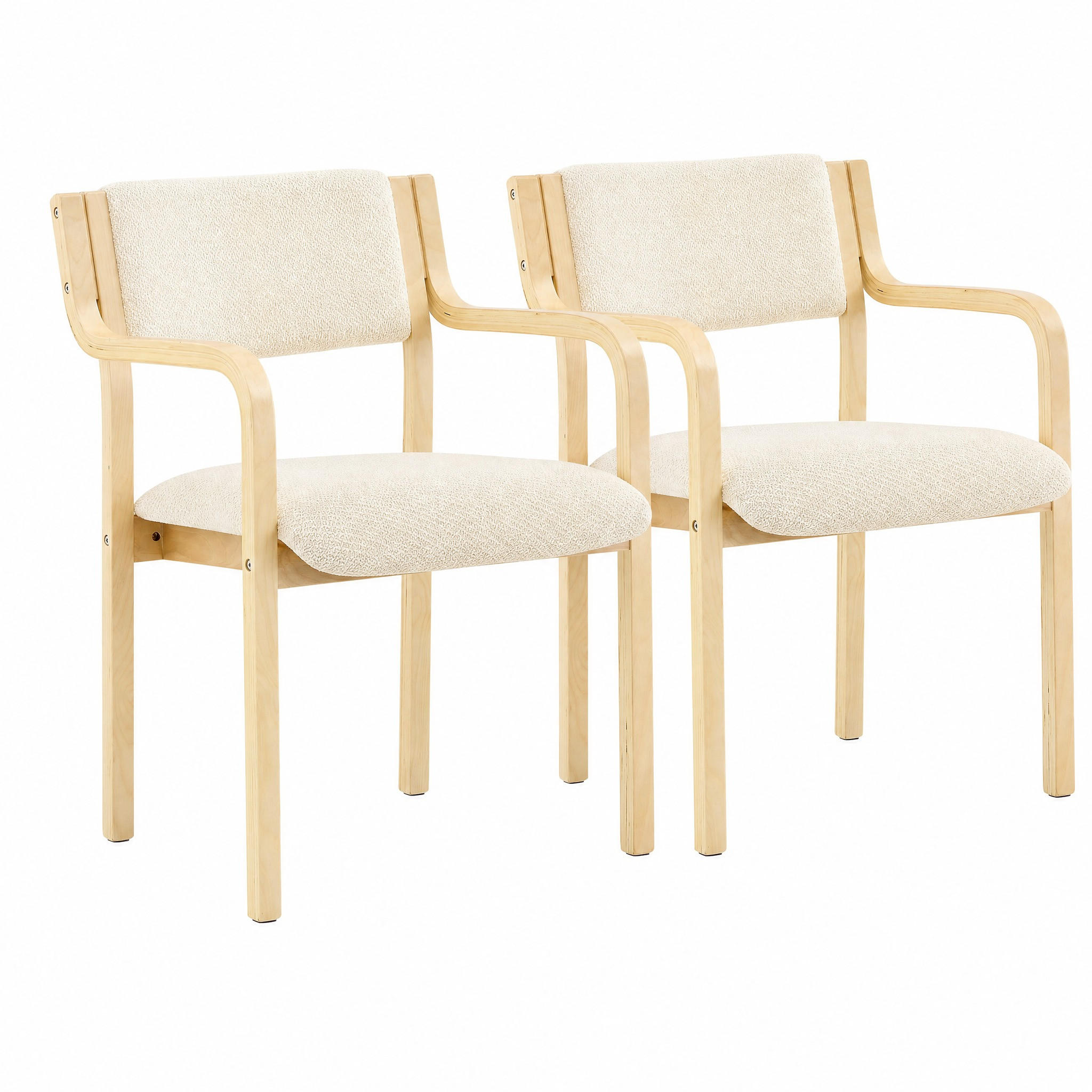 ESSZIMMERSTUHL 2er-Set mit Armlehne aus Bugholz Weiß - Weiß, Holz (45.5/77/53cm) - Meubliv