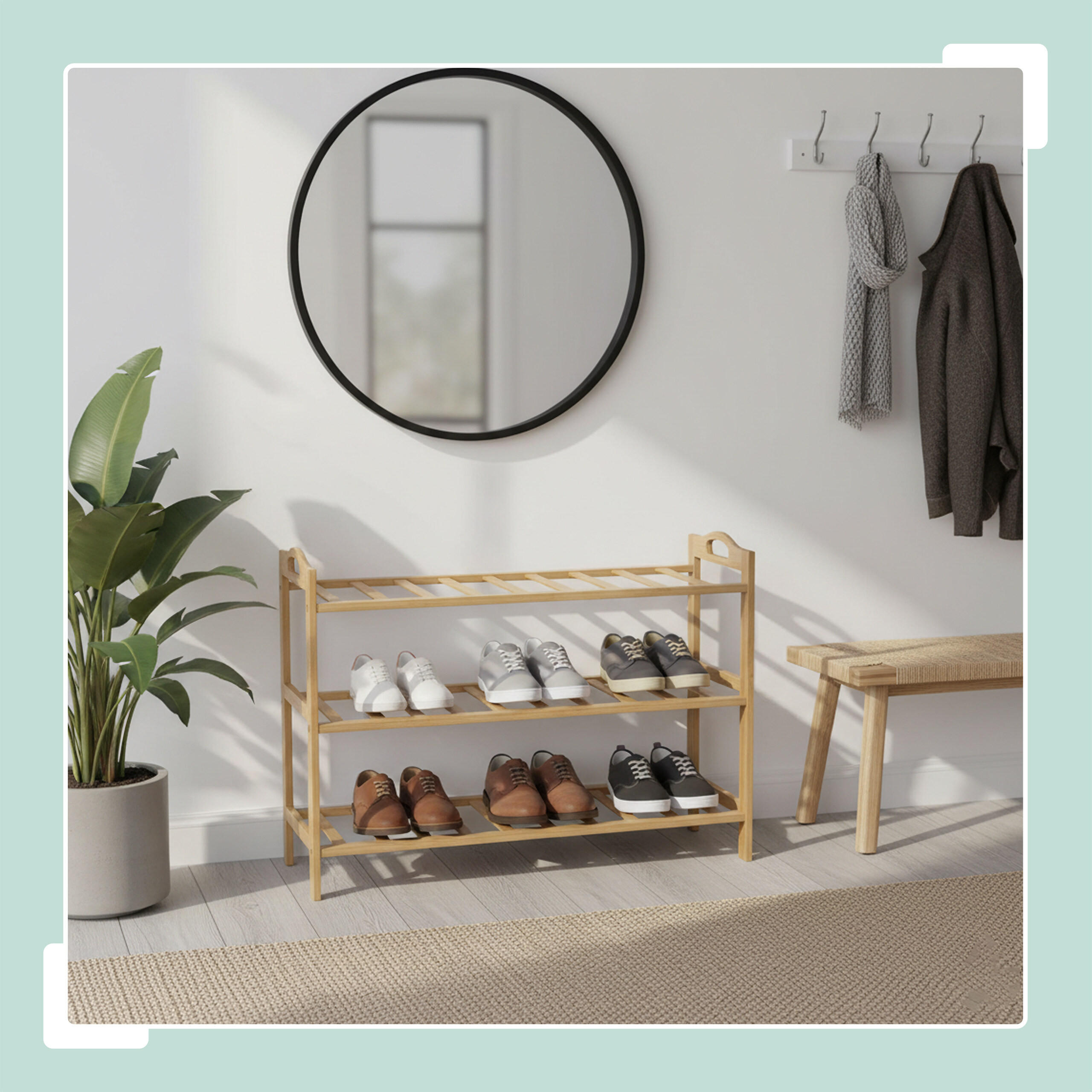 SCHUHREGAL - Hellbraun, Holz (70/48/25cm) - Relaxdays