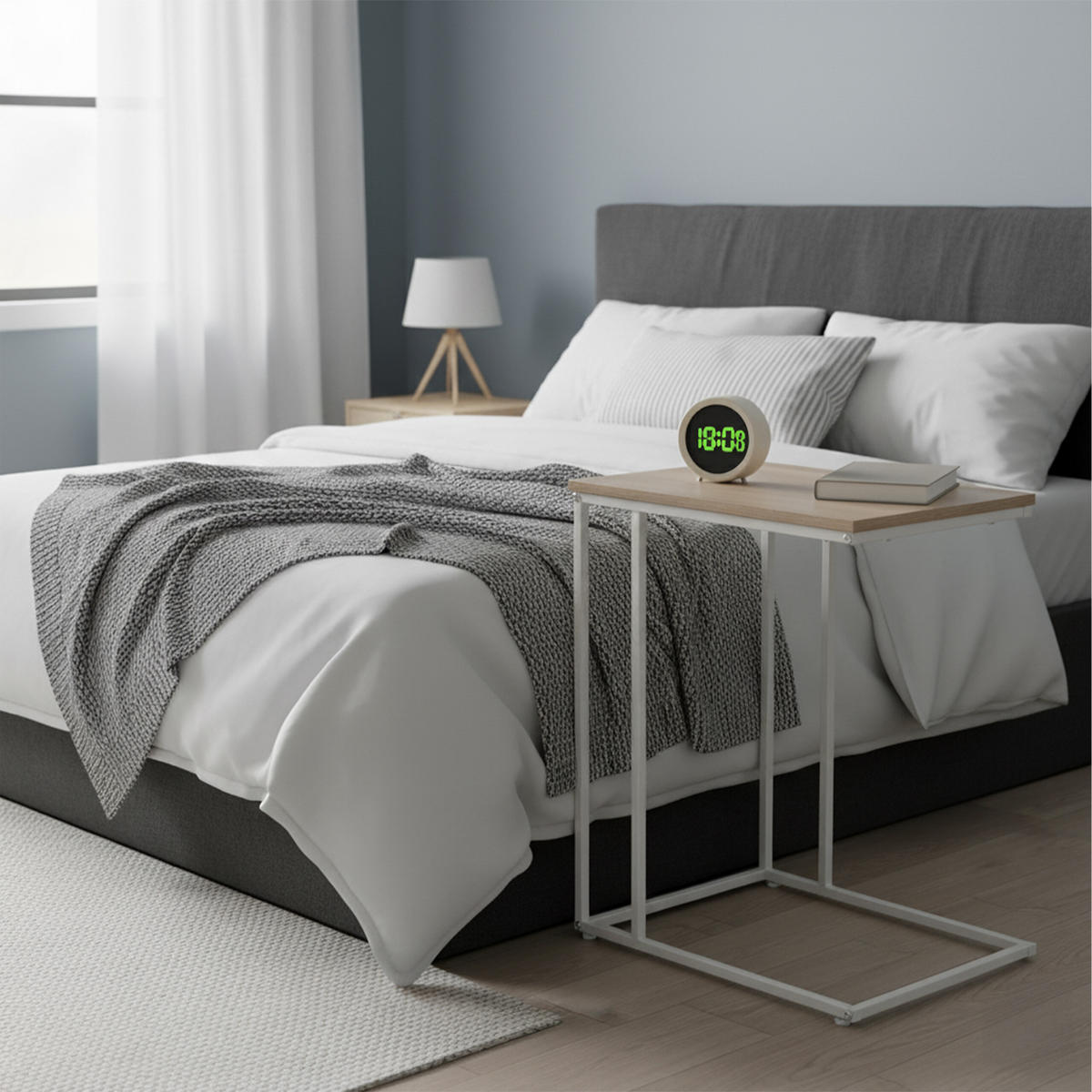 BEISTELLTISCH - Hellbraun/Weiß, Holzwerkstoff/Metall (35/50/64cm) - Relaxdays