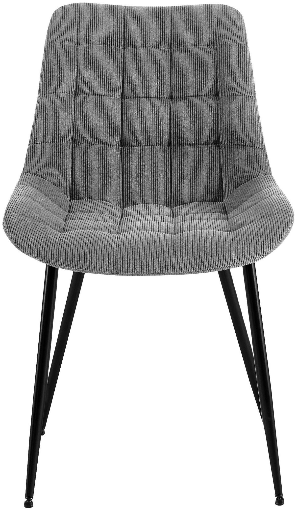 ESSZIMMERSTUHL Cord Grau - Schwarz/Grau, Textil/Metall (52/83/58cm) - CLP