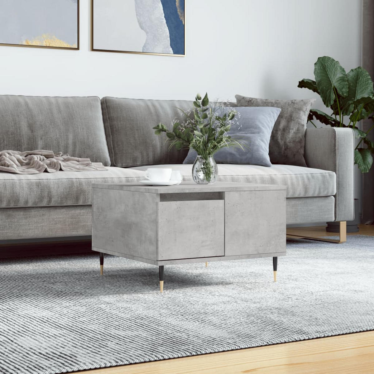 COUCHTISCH Betongrau 55x55x36,5 cm Holzwerkstoff - Grau, Holzwerkstoff (55/55/36.5cm) - furnicato