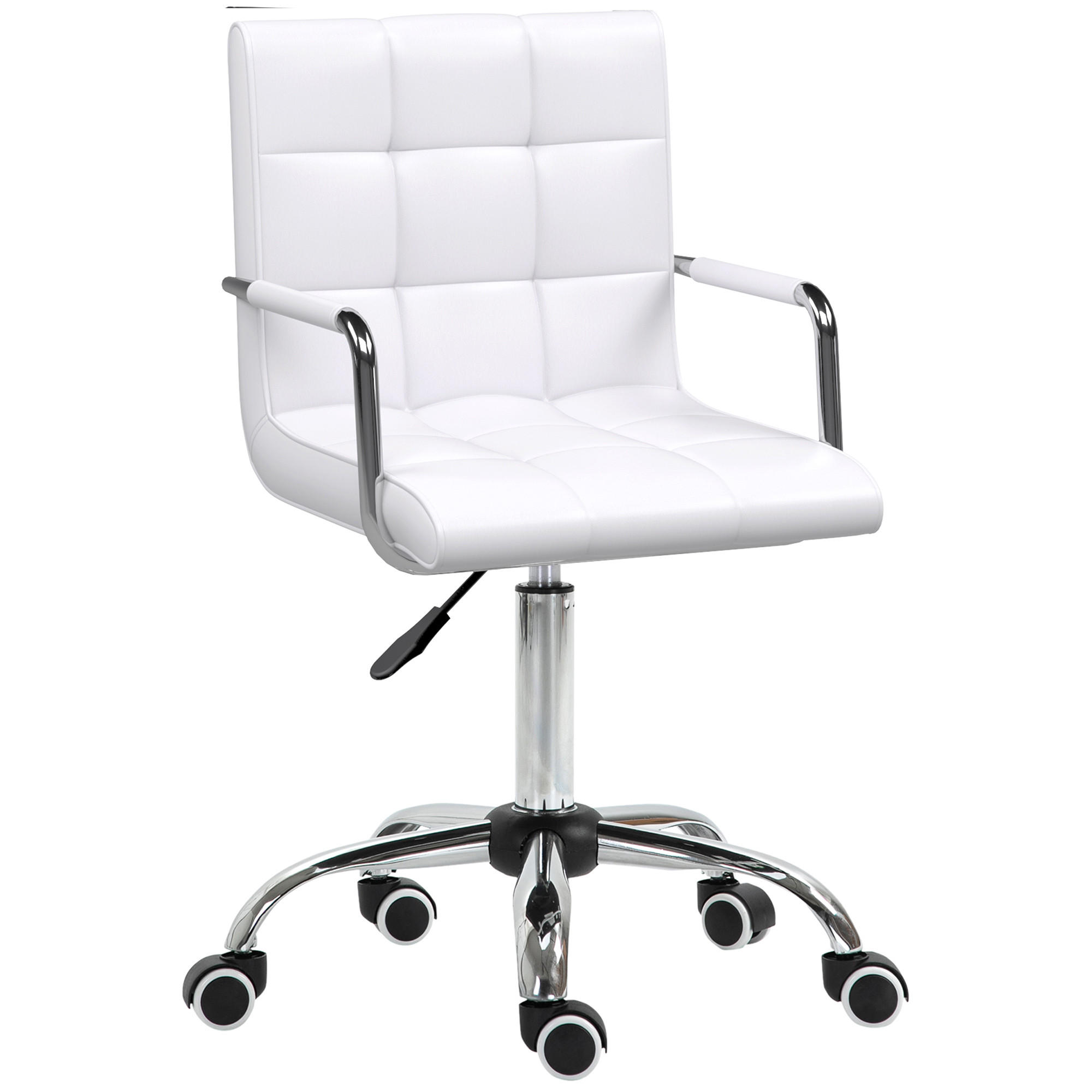 BÜROSTUHL Drehstuhl Rollhocker Drehhocker Arbeitshocker Stuhl Sessel Weiß - Weiß, Kunststoff (54/99/52.5cm) - HOMCOM