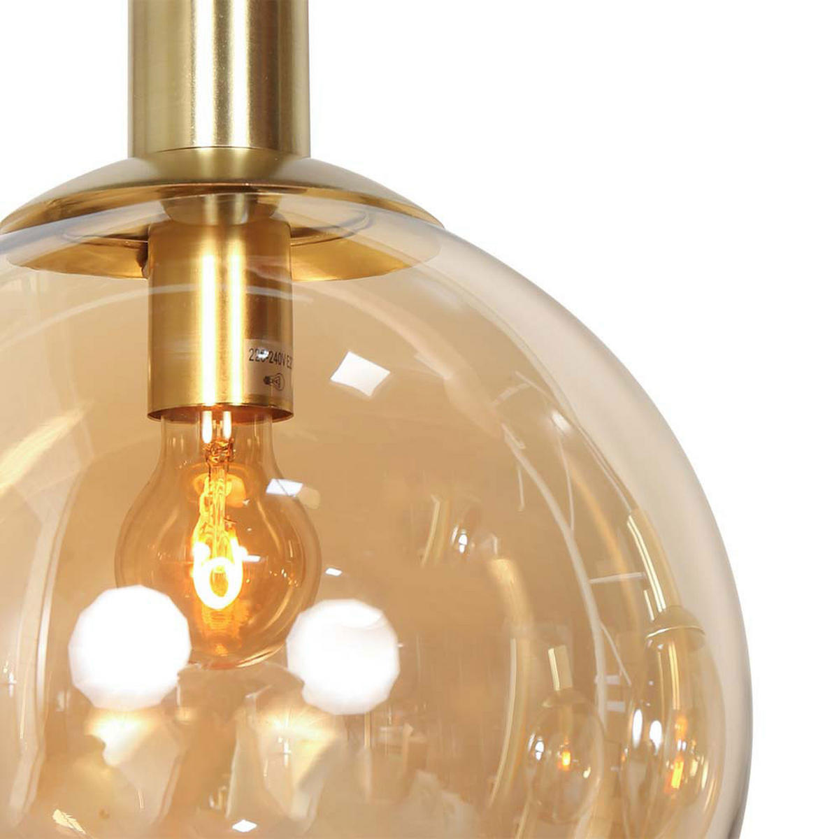 LED HÄNGELEUCHTE Bollique Messing Bernstein - Messingfarben, Glas (60/60/350cm)