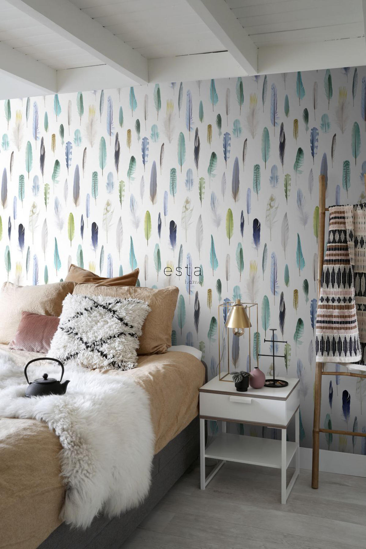 XXL-VLIESTAPETE Federn 50 x 900 cm - Grün, Papier (50/900cm) - ESTAhome