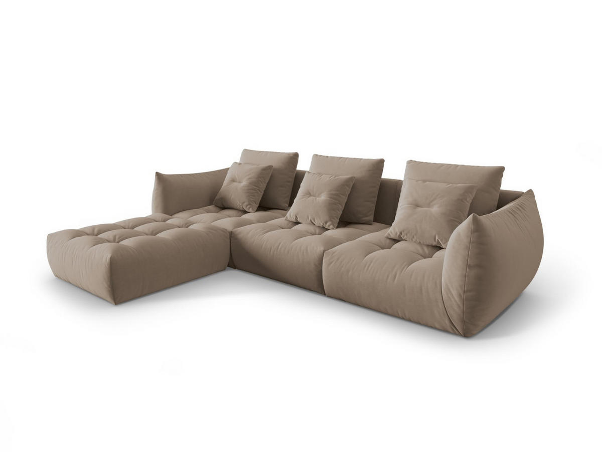 ECKSOFA modular links Bloom aus Samt hellbraun 2 Sitzplätze - Hellbraun, Textil (216/332cm) - Micadoni