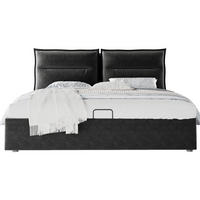 POLSTERBETT 140/200 cm Schwarz mit Verstellbares Kopfteil, Ohne Matratze - Schwarz, Textil (140/200cm) - Oxeza