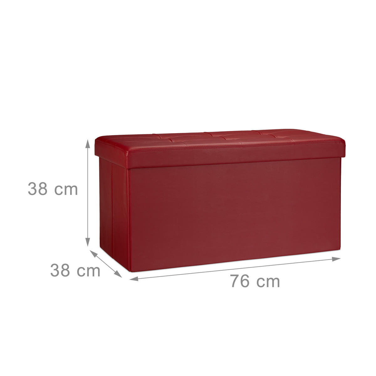 SITZBANK Stauraum - Dunkelrot, Holzwerkstoff/Kunststoff (38/38/76cm) - Relaxdays