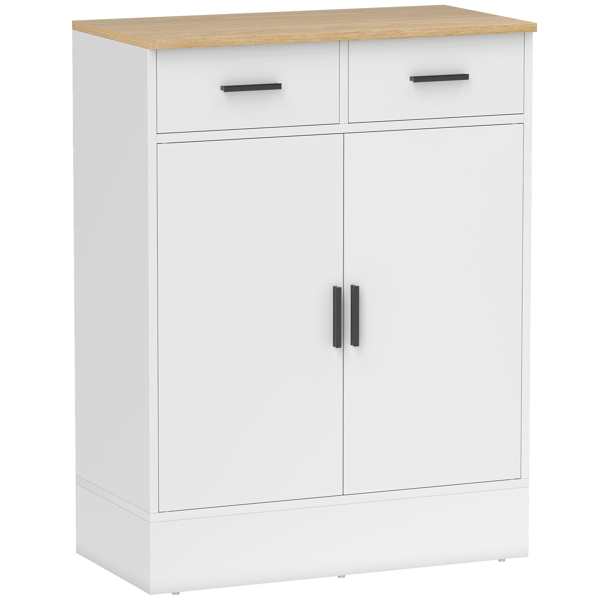 KOMMODE mit Stauraum, 2 Schubladen, verstellbar, Weiß - Multicolor/Schwarz, Holzwerkstoff (35/90.3/68.6cm) - HOMCOM