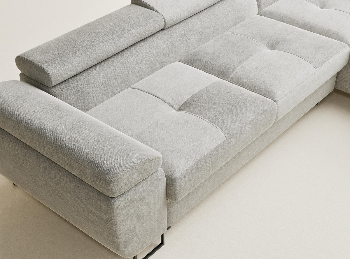 ECKSOFA Concord Grau Chenille-Stoff - Rechts Seite - Schwarz/Grau, Holz/Holzwerkstoff (277/203cm) - Maison de Reve