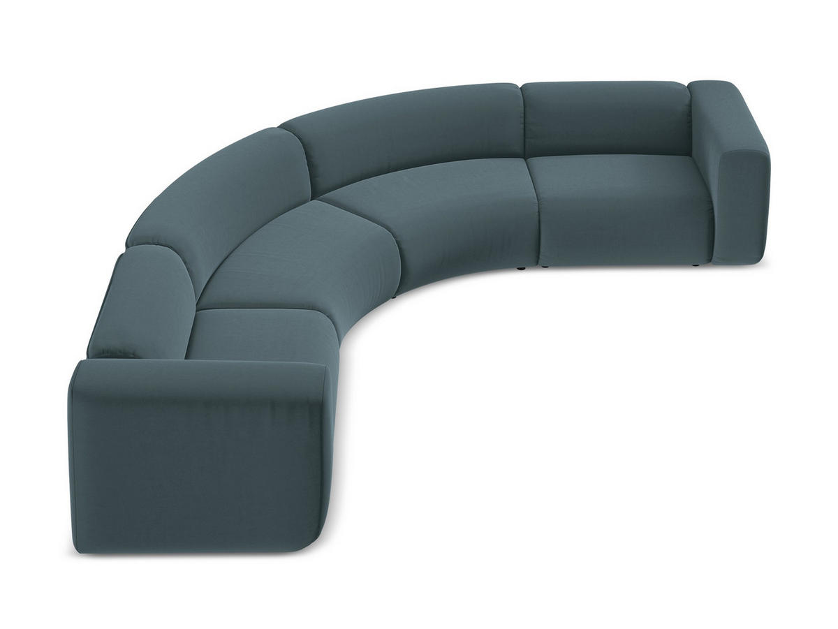 ECKSOFA Samt Stoff Blau - Blau/Petrol, Kunststoff/Textil (318/318cm) - Makamii