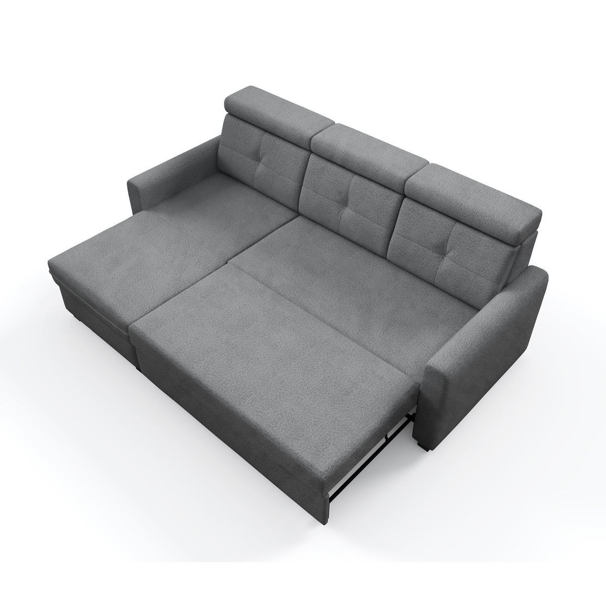 ECKSCHLAFSOFA Milano, Hellgrau, links - Hellgrau/Schwarz, Textil (217/166cm) - Beautysofa