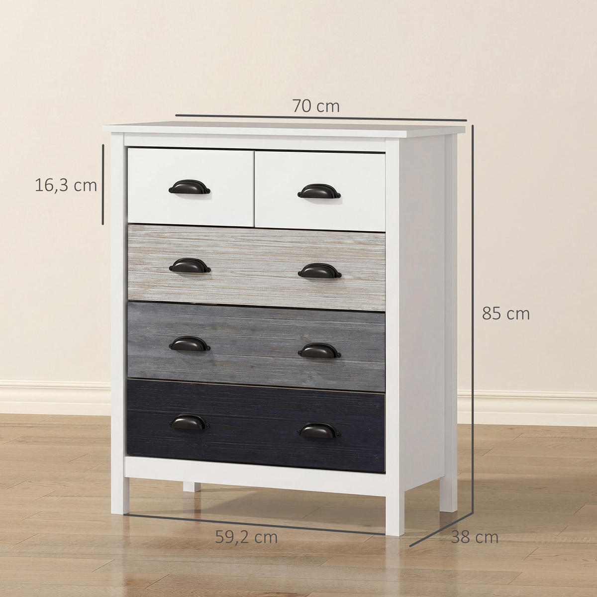 NACHTTISCH Weiß 38.0/70.0/85.0cm - Weiß, Holzwerkstoff (70/85/38cm)