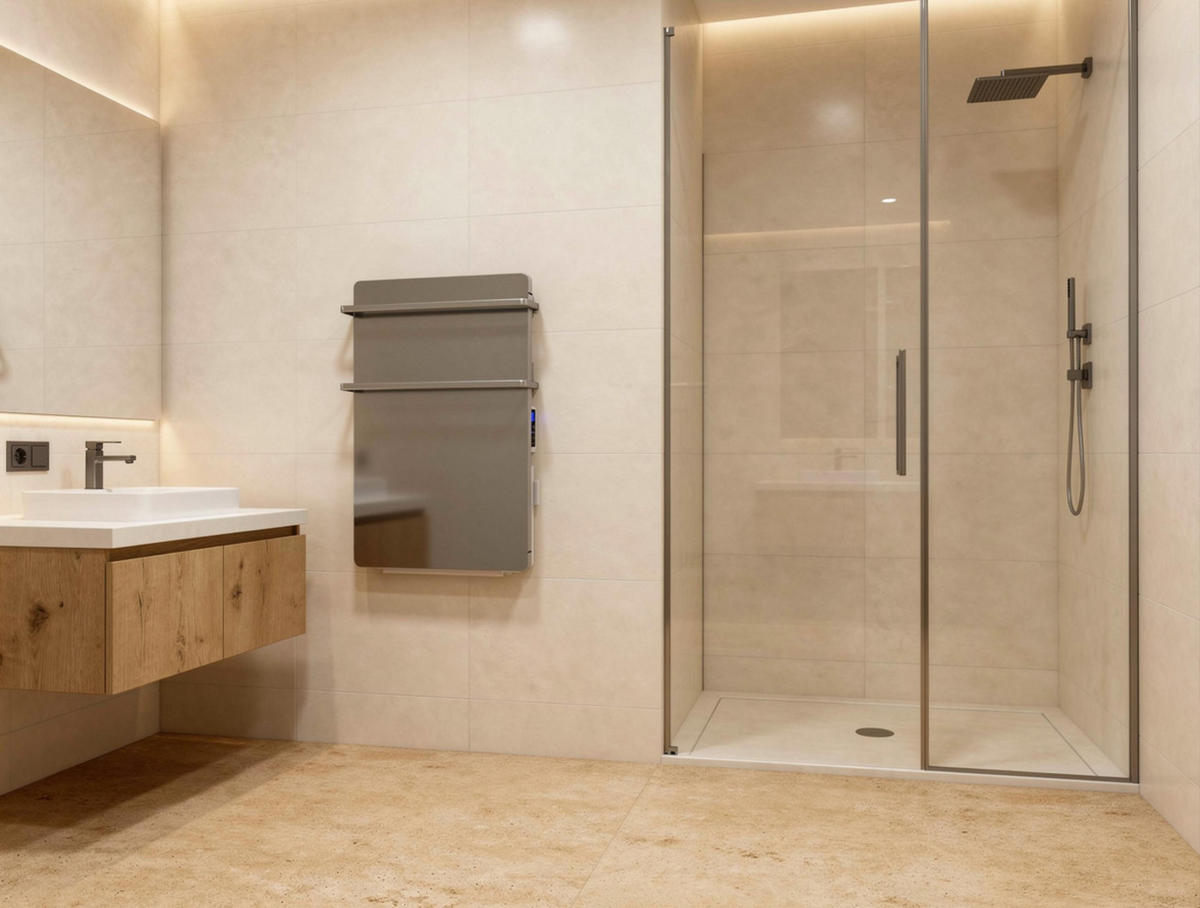 HANDTUCHTROCKNER Silber mit Elektrosystem und Wandhalterung 2000 W - Silberfarben, Metall (46/80/17cm) - Purline