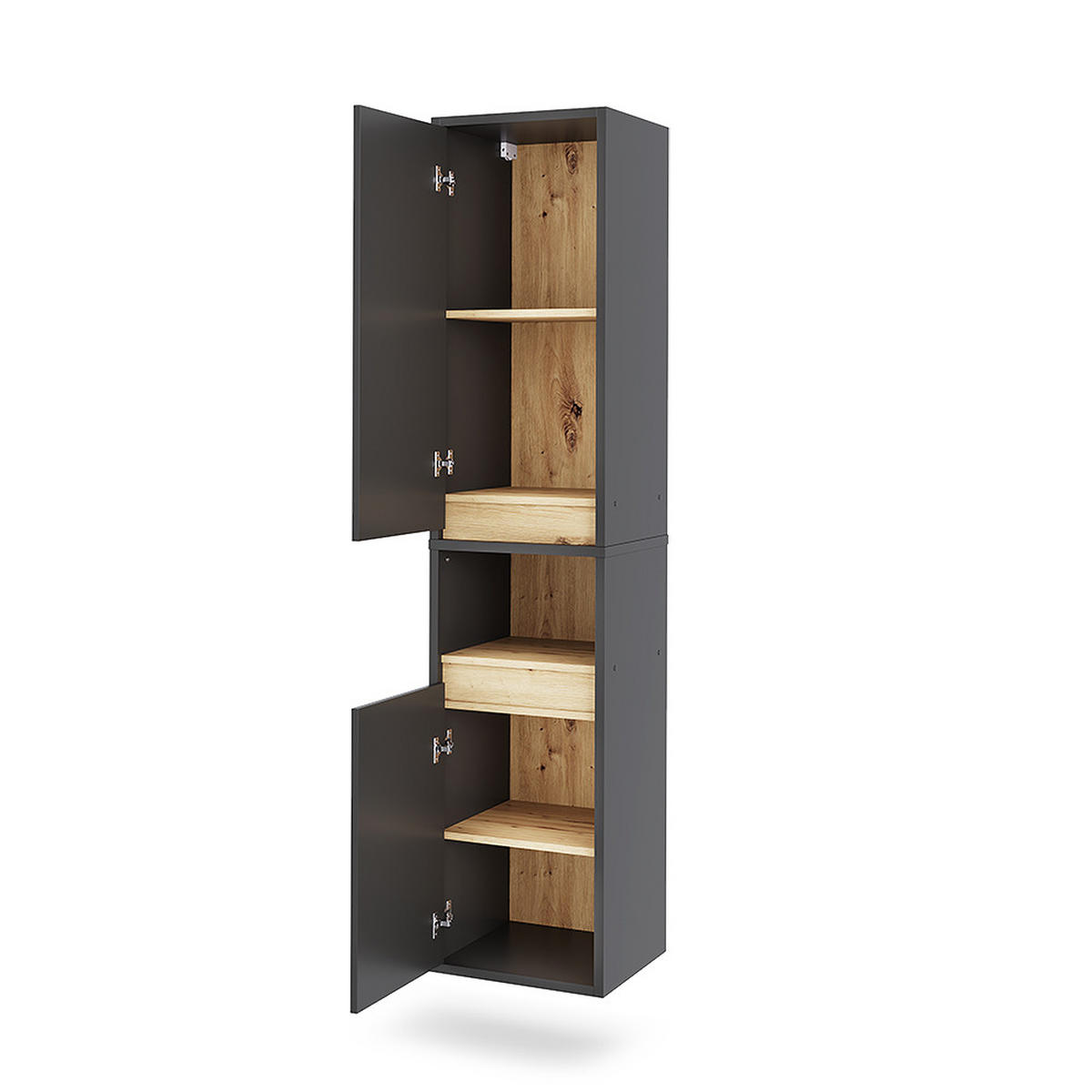 HOCHSCHRANK Viola Grau/Artisan 38 x 170 cm mit 2 Türen - Eiche Artisan/Grau, Holzwerkstoff (38/170/33cm) - Vicco
