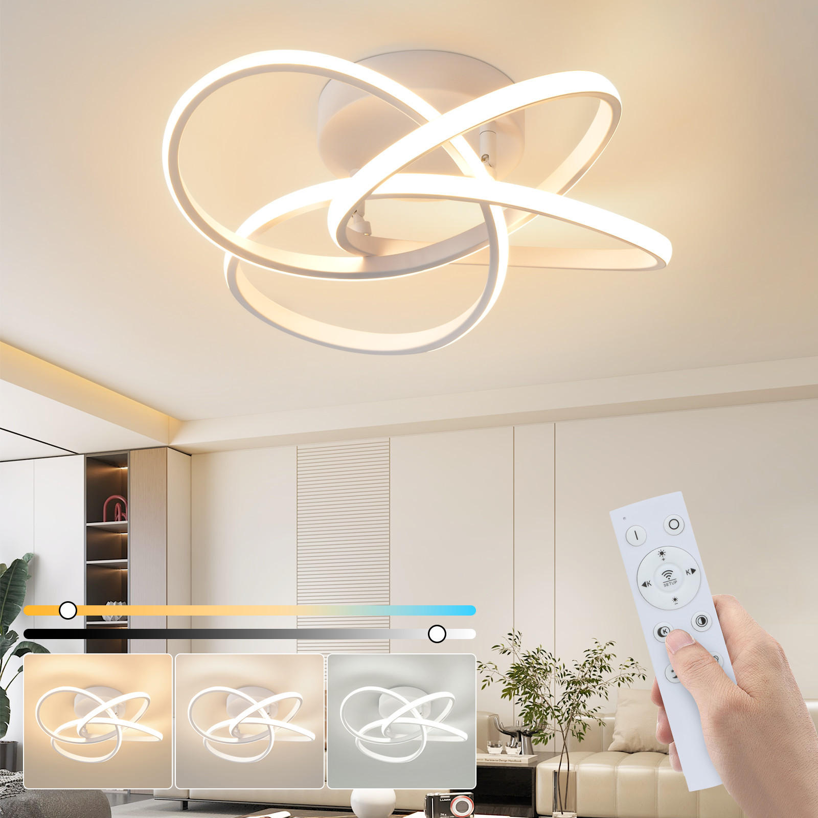 LED-DECKENLEUCHTE Timoa 45/42/16 cm - Weiß, Metall (45/42/16cm) - ZMH
