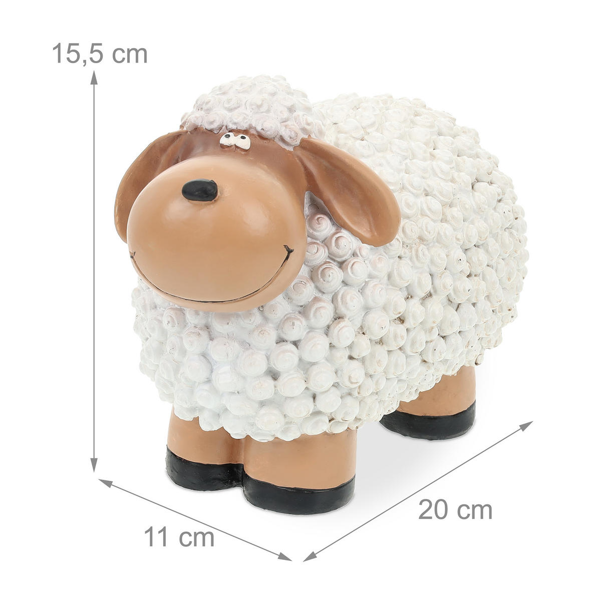 SCHAF-GARTENFIGUR - Weiß, Kunststoff (20/15.5/11cm) - Relaxdays