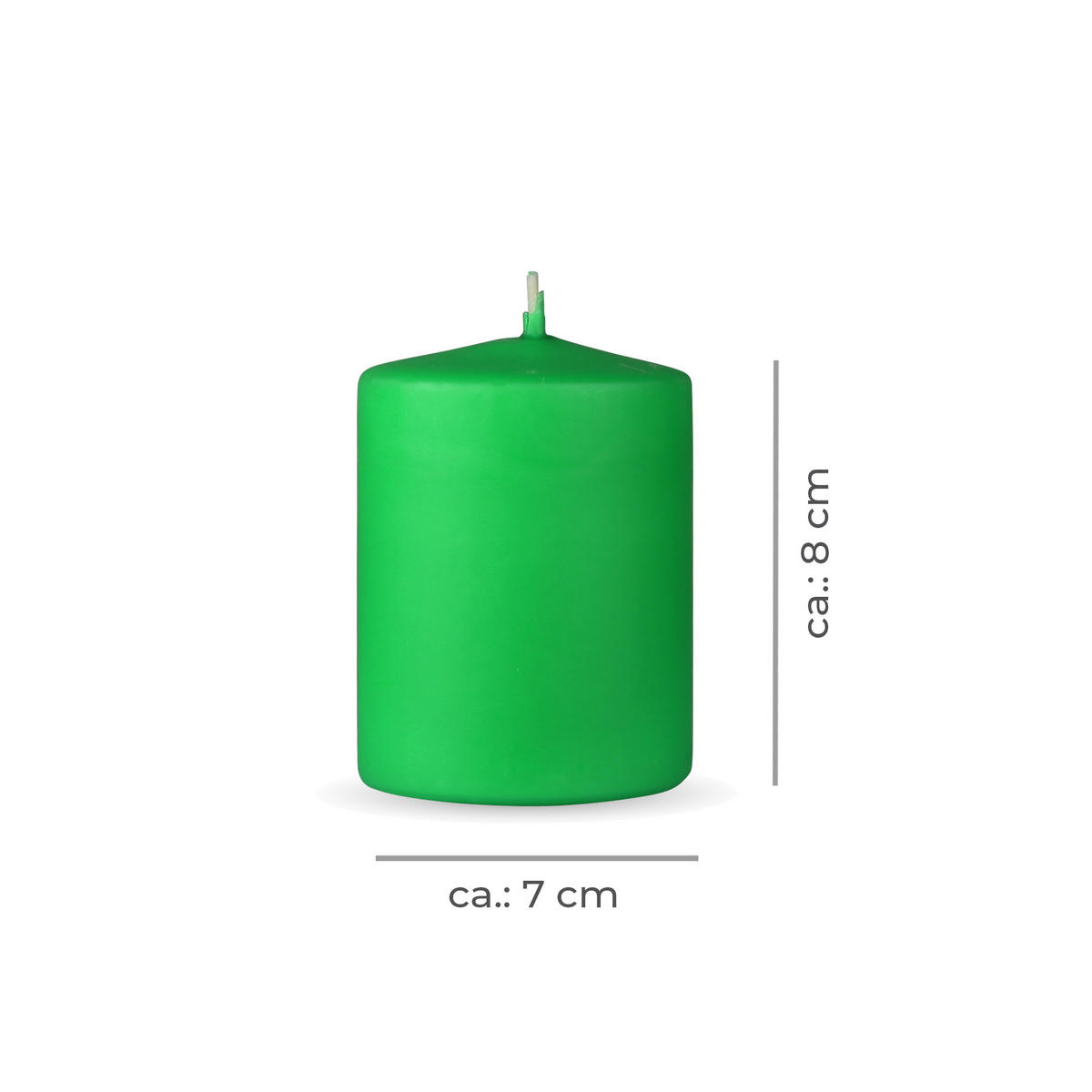 STUMPENKERZEN "Hellgrün", Größe Ø7cm x Höhe: 8 cm - Hellgrün, Naturmaterialien (7/8cm) - HS Candle