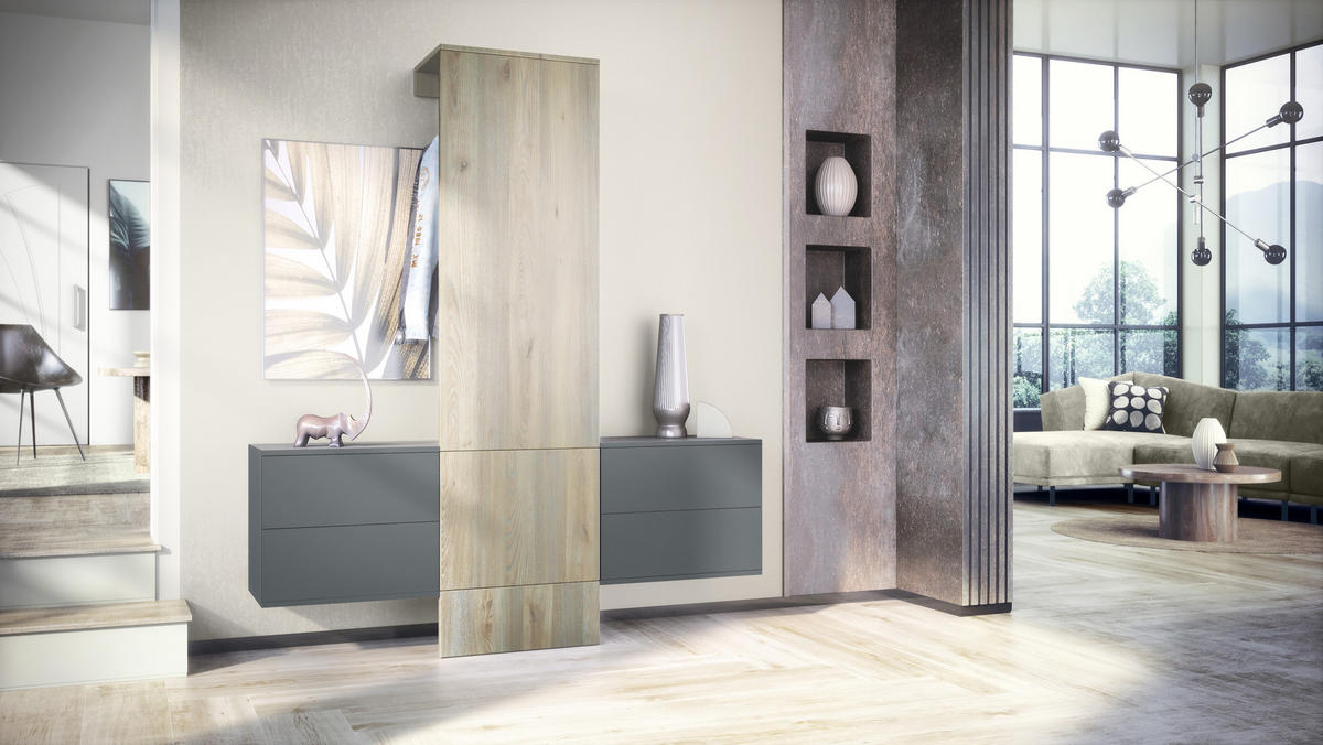 GARDEROBE Carlton Paneel in Eiche Nordic - Silbereichenfarben, Holzwerkstoff (157/193/35cm) - Vladon