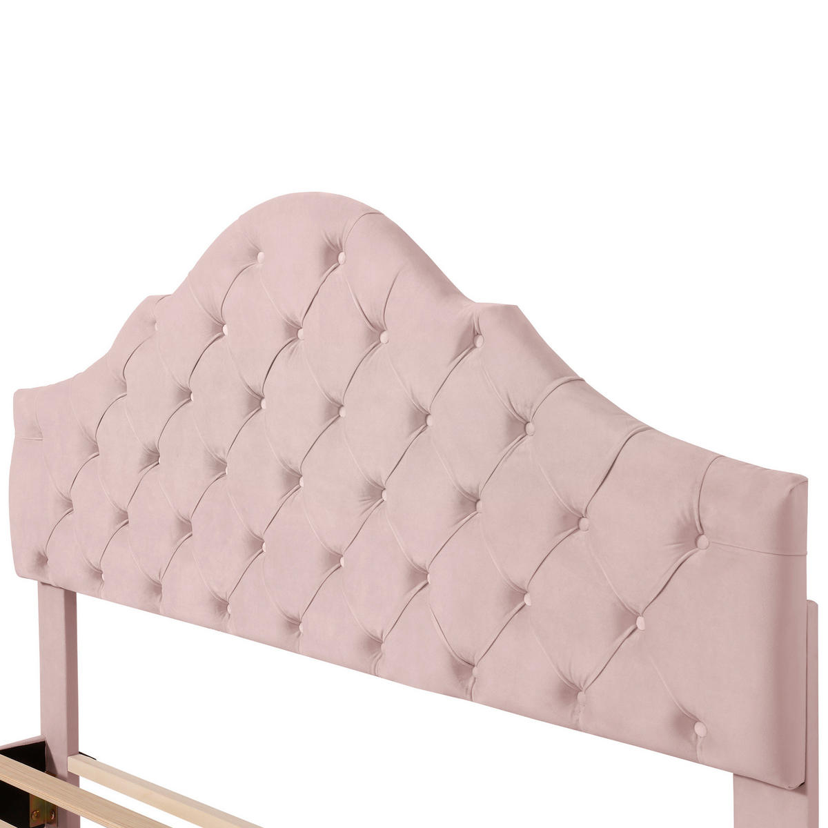 POLSTERBETT mit verstellbarem Kopfteil 140x200 cm Samt Pink - Pink, Metall (140/200cm) - Meubliv