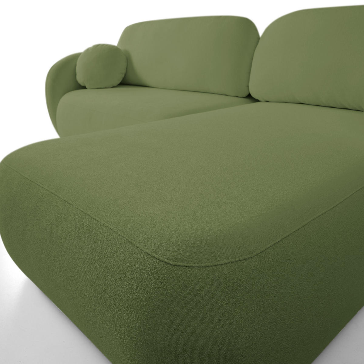 ECKSOFA AMICO R-S Grün Geflochtener Stoff mit Schlaffunktion - Grün, Holz (248/174cm) - MASSENO