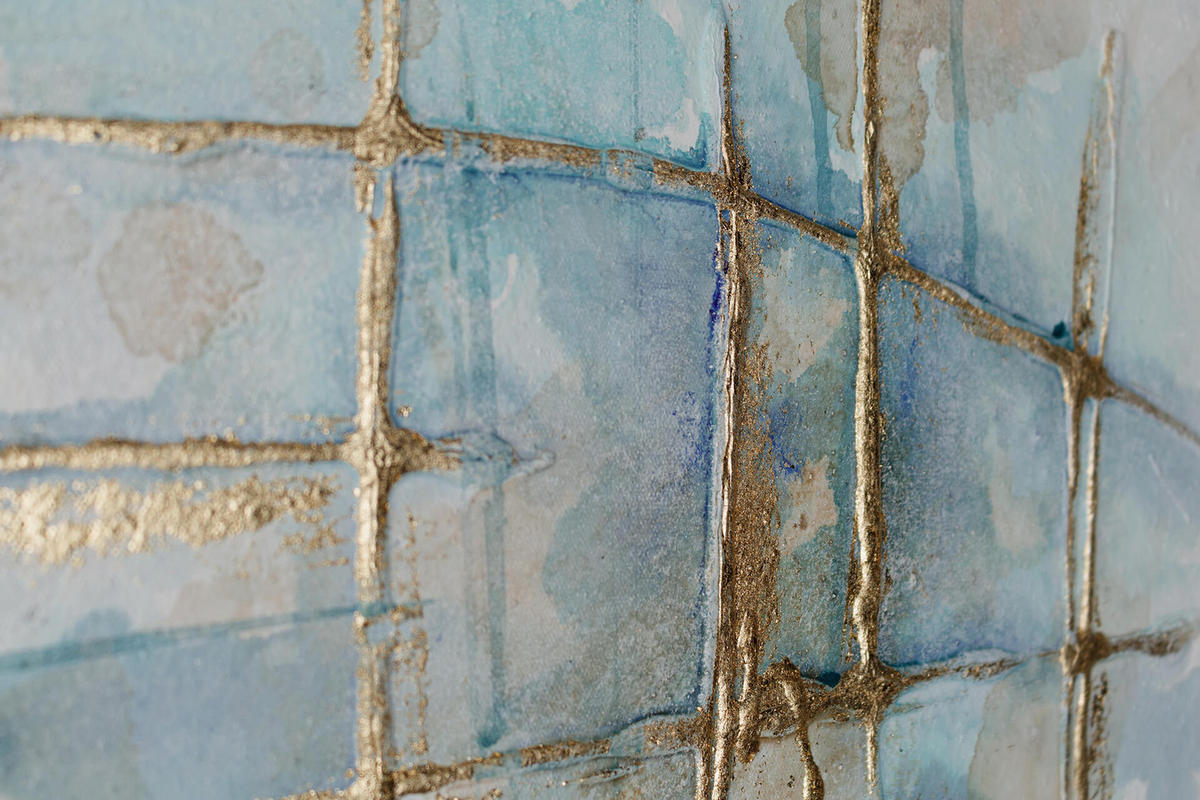 OLEJOMAĽBA 60/90 cm, More a pláž - zlatá, drevo/textil (60/90cm) - KUNSTLOFT