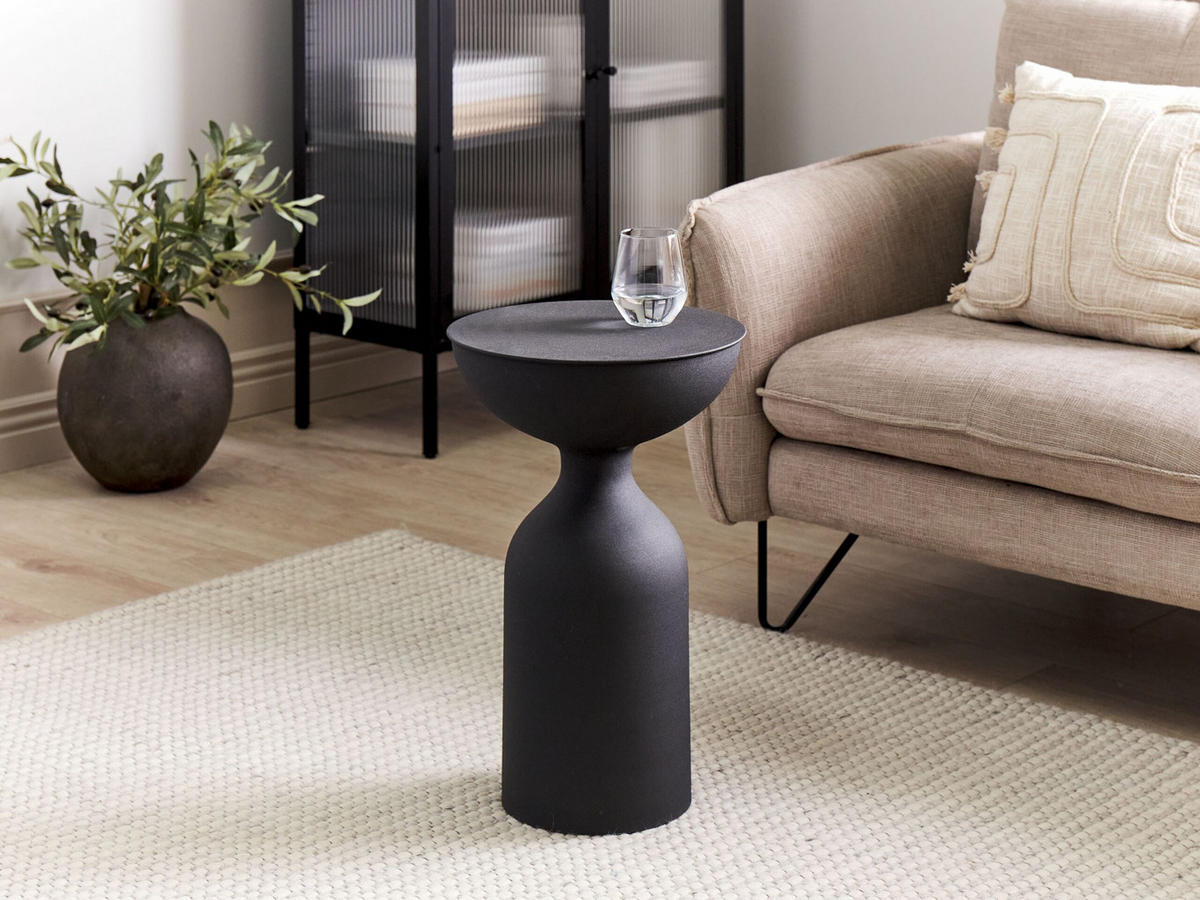 BEISTELLTISCH Metall schwarz rund 36 cm Cota - Schwarz, Metall (36/36/56cm) - Beliani