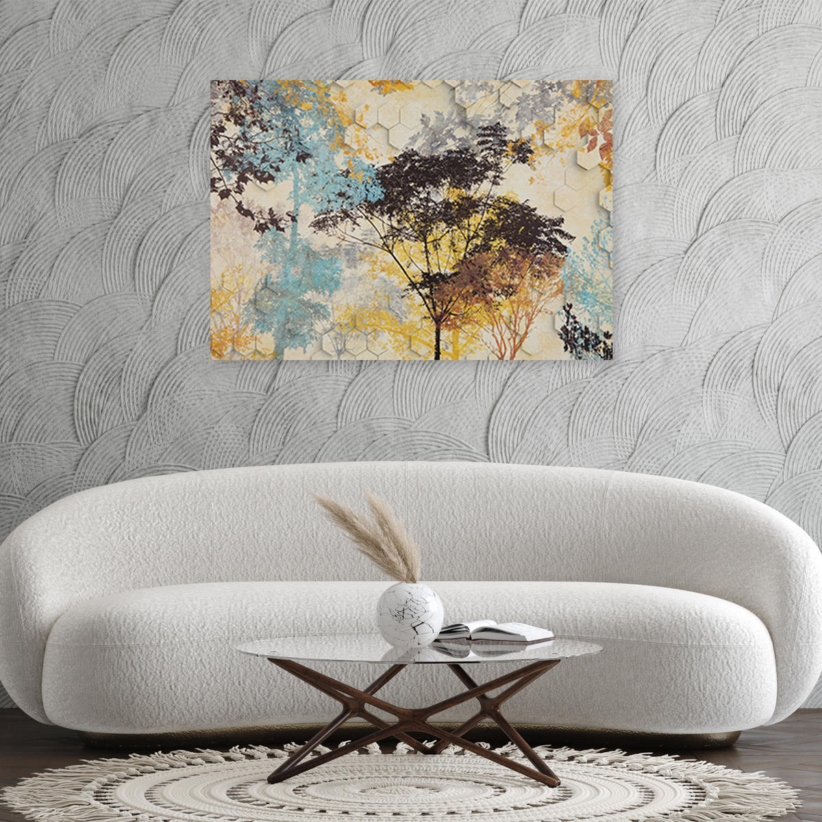 WANDBILD herbst wald bäume - Multicolor, Textil (60/40cm) - Feeby